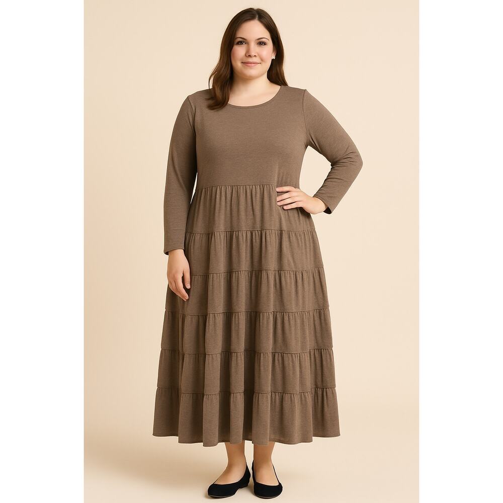 Soft Surroundings Tiered Maxi Dress XL Boho modest church wear‎